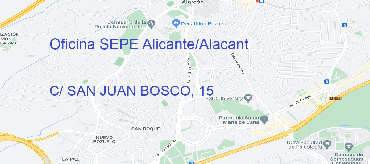 Oficina Calle C/ SAN JUAN BOSCO, 15 en Alicante/Alacant - Oficina SEPE